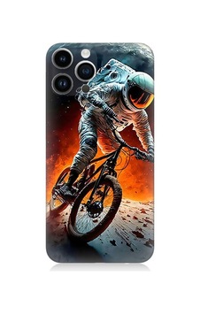 Apple Uyumlu iPhone 14 Pro  Uzayda Bisiklet Desenli Silikon Kılıf
