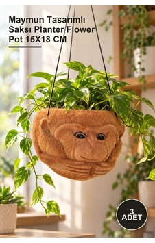 3 Adet Çiçeklik Maymun Tasarımlı Saksı Planter Flower Pot 15x18 Cm 3 Adet Çiçeklik Maymun Tasarımlı Saksı Planter Flower Pot 15x18 Cm