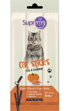 Supreme Cat Ton Balıklı ve Balkabaklı Kedi Ödül Çubuğu 3 x 5 G Supreme Cat Ton Balıklı ve Balkabaklı Kedi Ödül Çubuğu 3 x 5 G