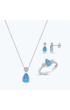 Altınbaş Mavi Taşlı Altın Üçlü Damla Set Autk0035-b-24627-a-set Altınbaş Mavi Taşlı Altın Üçlü Damla Set Autk0035-b-24627-a-set