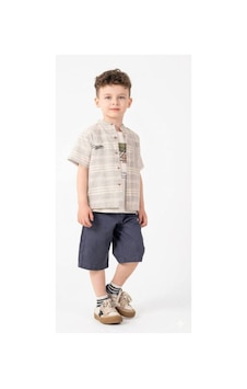Süslü Kids Erkek Çocuk Hakim Yaka Çizgili Lüx/şık Gömlek/tişört/şortlu Takım Bej Süslü Kids Erkek Çocuk Hakim Yaka Çizgili Lüx/şık Gömlek/tişört/şortlu Takım Bej