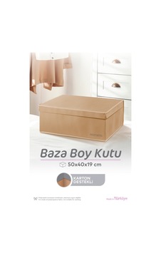 Kapaklı Cırt Bantlı Baza Boy Kutu Hurç 1 Adet 50x40x19 Bej