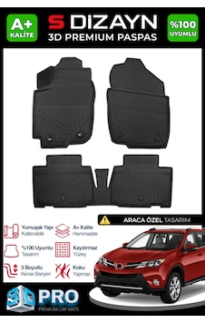 S-dizayn Toyota Rav4 3d Pro Havuzlu Paspas 2013-2018 A+ Kalite