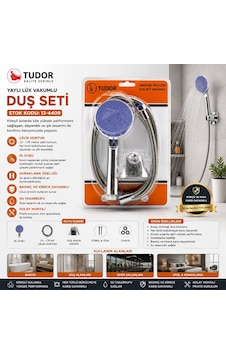 Tudor Tdr-254 Krom Lüks Duş Seti - Metal Yaylı Hortum 150 Cm Ve Mafsallı Tudor Tdr-254 Krom Lüks Duş Seti - Metal Yaylı Hortum 150 Cm Ve Mafsallı