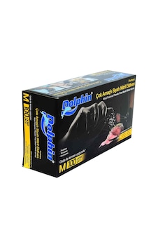 Dolphin Pudrasız Çok Amaçlı Siyah Nitril Eldiven 100'lü M Dolphin Pudrasız Çok Amaçlı Siyah Nitril Eldiven 100'lü M