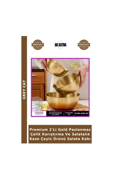 Premium 2'li Gold Paslanmaz Çelik Karıştırma Ve Salatalık Kase Çeyiz Ürünü Salata Kabı Çok Renkli Premium 2'li Gold Paslanmaz Çelik Karıştırma Ve Salatalık Kase Çeyiz Ürünü Salata Kabı Çok Renkli