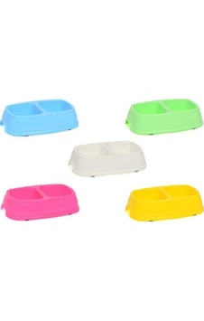 Kyane Çift Bölme 25 x 14.5 x 5 CM Kedi Mama Kabı 2 x 250 ML Çok Renkli