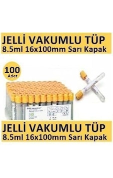 Medikaltec 100 Adet Kan Alma Tüpü, Vakumlu Jelli, Sarı Kapak 8.5ml 16x100mm, Bd Vacutainer Sst 2 Advance Plus