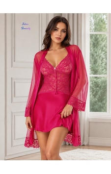 İntive Lingerie Intive Virginia Fuşya Dantel Ve Saten Kumaşlı Kutulu Şık Gecelik İntive Lingerie Intive Virginia Fuşya Dantel Ve Saten Kumaşlı Kutulu Şık Gecelik