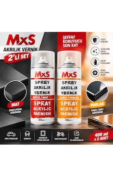 Mxs Akrilik Vernik Sprey Seti 2 Li Parlak Vernik + Mat Vernik 400 Ml