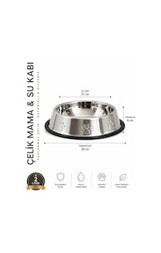 Köpekler İçin Pati Desenli Çelik Mama Su Kabı 30 Cm - 64 Oz - 2 Lt Köpekler İçin Pati Desenli Çelik Mama Su Kabı 30 Cm - 64 Oz - 2 Lt
