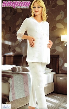 Şahnur 2210 Hamile Lohusa Kadın Pijama Takımı Krem Şahnur 2210 Hamile Lohusa Kadın Pijama Takımı Krem