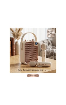 Çift Mikrofonlu 6 Ses Efektli 50 Watt Taşınabilir Bluetooth Hoparlör Bej - 874717452 Çift Mikrofonlu 6 Ses Efektli 50 Watt Taşınabilir Bluetooth Hoparlör Bej - 874717452