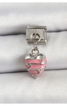 316l Çelik Gümüş Renk Pembe Model Nomination Charm