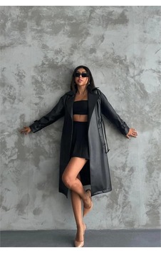 Dip Moda Neşeli Butik Kadın Marilyn Siyah Suni Deri Trençkot Nbmylk21 Dip Moda Neşeli Butik Kadın Marilyn Siyah Suni Deri Trençkot Nbmylk21