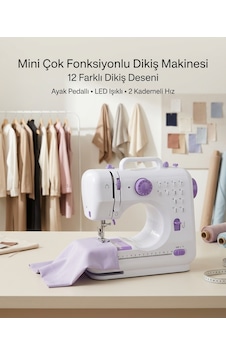 12 Farklı Dikiş Desenli Mini Dikiş Makinesi Ayak Pedallı Led Işıklı Ev Tipi Kullanım 12 Farklı Dikiş Desenli Mini Dikiş Makinesi Ayak Pedallı Led Işıklı Ev Tipi Kullanım
