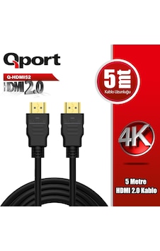 Qport Q-HDMI52 Altın Uçlu 5 Metre 4K HDMI2.0 Kablo Qport Q-HDMI52 Altın Uçlu 5 Metre 4K HDMI2.0 Kablo