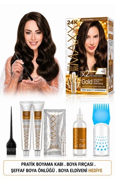 Maxx Deluxe Golden Beauty Set Saç Boyası 7.0 Kumral 2 Li + Fırça+pratik Boya Kabı Maxx Deluxe Golden Beauty Set Saç Boyası 7.0 Kumral 2 Li + Fırça+pratik Boya Kabı