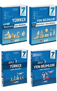 Gizli 2025 7. Sınıf Türkçe + Fen Bilimleri Alıştırmalı + Usta İşi Soru Bankası Seti 4 Kitap Güncel Müfredat Gizli 2025 7. Sınıf Türkçe + Fen Bilimleri Alıştırmalı + Usta İşi Soru Bankası Seti 4 Kitap Güncel Müfredat