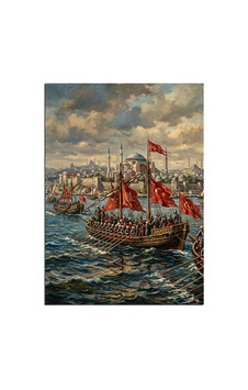 Osmanlı Kadırgası Ve Deniz Savaşı Dekoratif Kanvas - Mdf Ahşap Tablo Çok Renkli Osmanlı Kadırgası Ve Deniz Savaşı Dekoratif Kanvas - Mdf Ahşap Tablo Çok Renkli