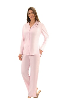 Şahnur 2206 Uzunkol Önden Düğmeli Penye Kadın Pijama Takımı Krem Şahnur 2206 Uzunkol Önden Düğmeli Penye Kadın Pijama Takımı Krem