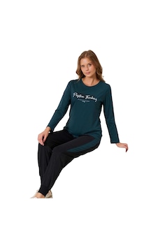 Over Sleep By Poleren Over Sleep 3199 Kadın Kışlık Süprem Yuvarlak Yaka Eşli Pijama Takımı Yeşil Over Sleep By Poleren Over Sleep 3199 Kadın Kışlık Süprem Yuvarlak Yaka Eşli Pijama Takımı Yeşil