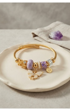 Mor Kelebek Model Gold Renk Charmlı Bileklik Çok Renkli Mor Kelebek Model Gold Renk Charmlı Bileklik Çok Renkli
