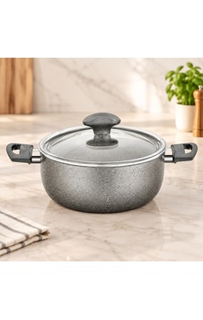 Granit Derin Tencere 24 Cm Cam Kapak Gri Kırçıllı Diğer Granit Derin Tencere 24 Cm Cam Kapak Gri Kırçıllı Diğer