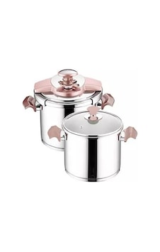 Aryıldız Milano Kanka Düdüklü Set Rose Gold 3,5 Lt. + 5,5 Lt. Gümüş - Rose Gold Aryıldız Milano Kanka Düdüklü Set Rose Gold 3,5 Lt. + 5,5 Lt. Gümüş - Rose Gold