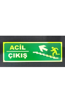 30x10 Cm Fosforlu Merdiven Yangın Uyarı Sol Yukarı Acil Çıkış Levhası 30x10 Cm Fosforlu Merdiven Yangın Uyarı Sol Yukarı Acil Çıkış Levhası