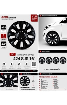 16 Inc Kırılmaz Sks Parlak Siyah Jant Kapağı 1 Takım 4 Adet No:424