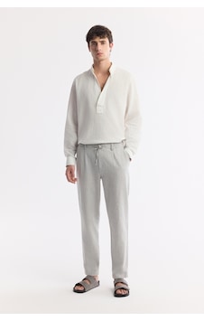 Avva Erkek Gri Beli Bağcıklı Keten Karışımlı Chino Relaxed Fit Pantolon B003036 Avva Erkek Gri Beli Bağcıklı Keten Karışımlı Chino Relaxed Fit Pantolon B003036