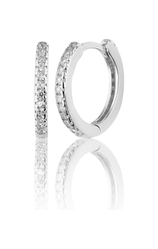 Zanaatsilver 925 Ayar Gümüş Zirkon Taşlı Halka Küpe 12 MM Zanaatsilver 925 Ayar Gümüş Zirkon Taşlı Halka Küpe 12 MM