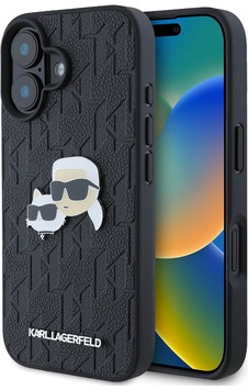 Apple Uyumlu iPhone 16 Plus Kılıf Karl Lagerfeld Lisanslı K&c Heads Monogram Pin Kapak Siyah Apple Uyumlu iPhone 16 Plus Kılıf Karl Lagerfeld Lisanslı K&c Heads Monogram Pin Kapak Siyah
