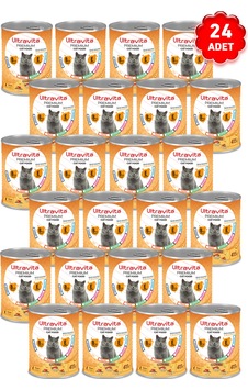 Ultravita Premium Yüksek Proteinli Gurme Biftek ve Tavuklu Yetişkin Kedi Maması 24 x 415 G Ultravita Premium Yüksek Proteinli Gurme Biftek ve Tavuklu Yetişkin Kedi Maması 24 x 415 G