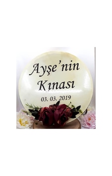 32 Cm Şakayik Ve Enengül Çiçek Süslemeli Deri Tef Isim Baskılı