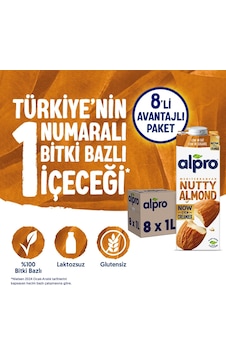 Alpro Badem Sütü 8x1 L Vegan Laktozsuz Bitkisel Bazlı