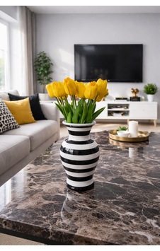 Dekoratif Obje - Feri Vazo Siyah Zebra Desen Dekoratif Obje - Feri Vazo Siyah Zebra Desen