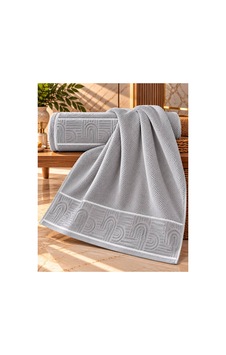 Jakarlı Büyük Boy Banyo Havlusu Premium Sıkı Dokuma %100 Organik Pamuk 90x150 Cm Gri - 945284492 Gri