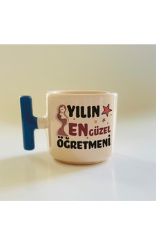 Yılın En Güzel Öğretmeni Baskılı Mavi Kulplu T Öğretmenler Günü Kupa-2