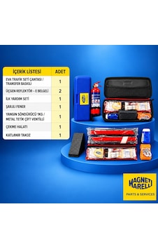Mako Magneti Marelli Trafik Seti İlk Yardım Çantası Yangın Söndürücülü Çantalı İlk Yardım Seti Yönetmeliğe Uygun