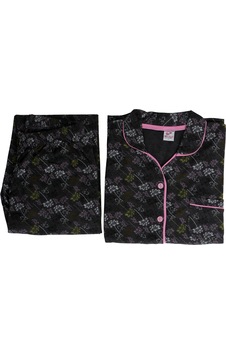3nbe Kadın Uzun Kollu Pijama Takımı Emprime Desenli Kahverengi