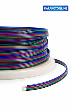 10 Metre Rgb Kablo 4 Lü Şerit Led Kablosu 4x0.22 Kalaylı Bakır