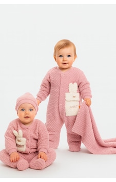 Milays Kız Bebek Jakarlı Welsoft Tulum Zıbın Bere Ve Battaniyeli 5 Li Takım Gül Kurusu Milays Kız Bebek Jakarlı Welsoft Tulum Zıbın Bere Ve Battaniyeli 5 Li Takım Gül Kurusu