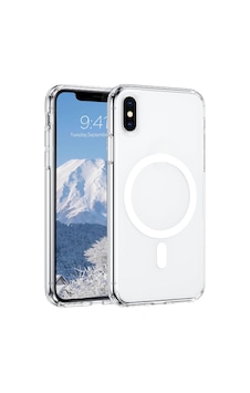 Fibaks iPhone X/xs Magsafe Wireless Uyumlu Kılıf Köşe Korumalı Darbe Emici Şeffaf Sert Silikon Kapak
