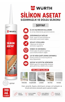 Würth Silikon Asetat Şeffaf Silikon Sızdırmazlık Ve Dolgu İçin Kullanılır 310 Ml Würth Silikon Asetat Şeffaf Silikon Sızdırmazlık Ve Dolgu İçin Kullanılır 310 Ml