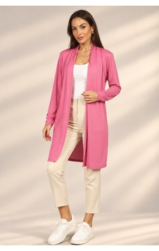By Saygı Kadın Şal Yaka Midi Hırka Pembe By Saygı Kadın Şal Yaka Midi Hırka Pembe
