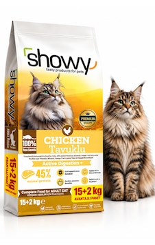 Showy Tavuklu Yetişkin Kedi Kuru Maması 15+2 Kg Showy Tavuklu Yetişkin Kedi Kuru Maması 15+2 Kg
