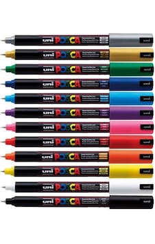 Uni Posca Pc-1Mr 0.7 Su Bazlı Boyama Markörü 12 Renk Set Uni Posca Pc-1Mr 0.7 Su Bazlı Boyama Markörü 12 Renk Set