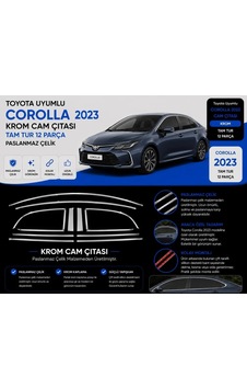 Toyota Corolla 2023+ Krom Tam Tur Cam Çıtası 12 Parça